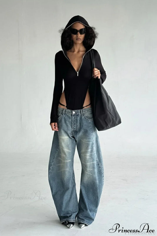 Sexy Long Sleeve Zip-Up Slim Fit Hoodie