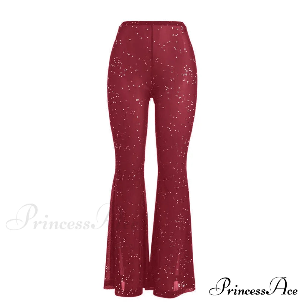 Sexy Mesh See-through Trouser Claret / XS