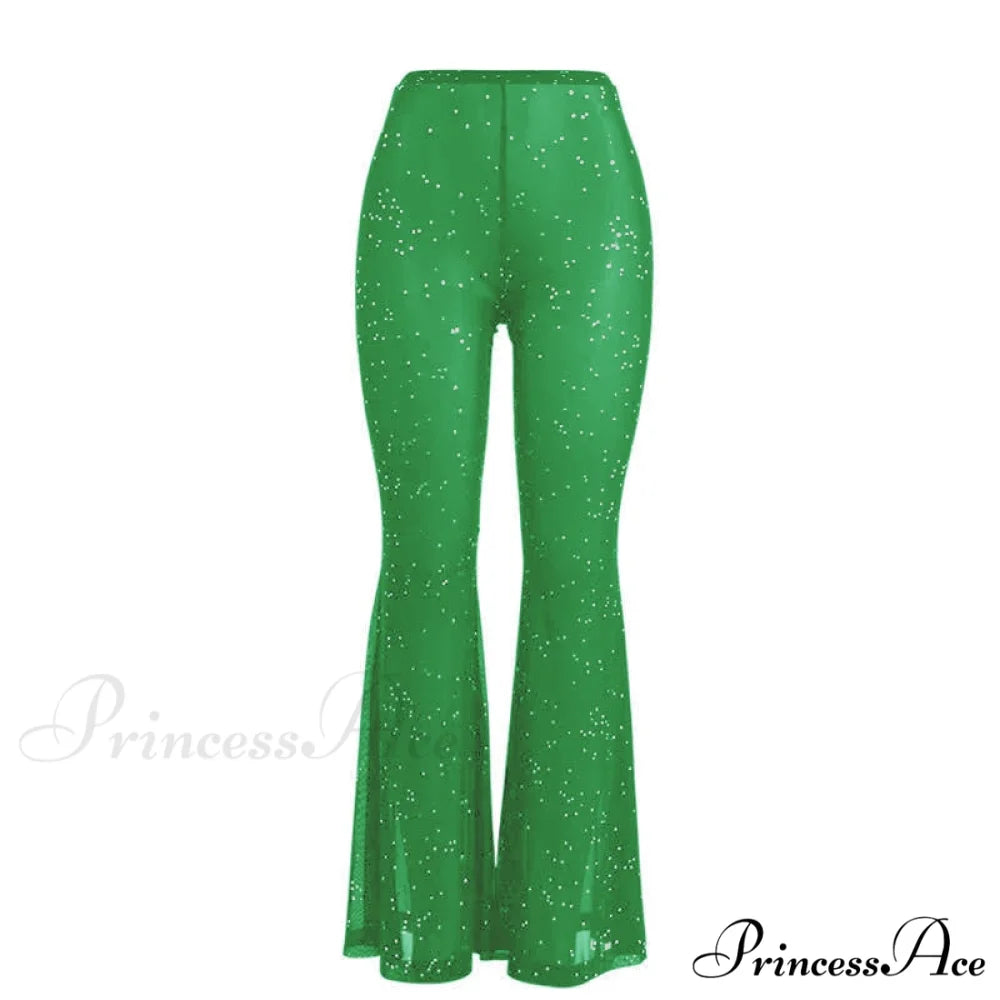 Sexy Mesh See-through Trouser Green / XS