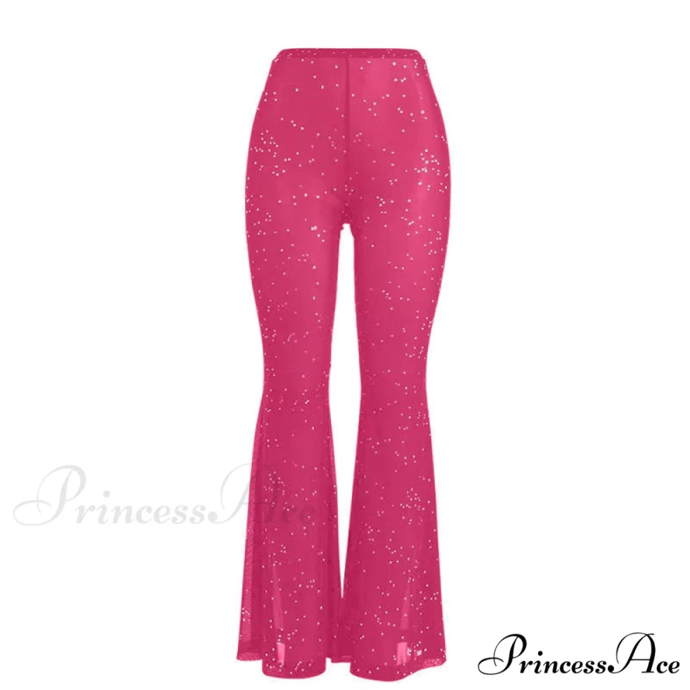Sexy Mesh See-through Trouser Rose Red / XS