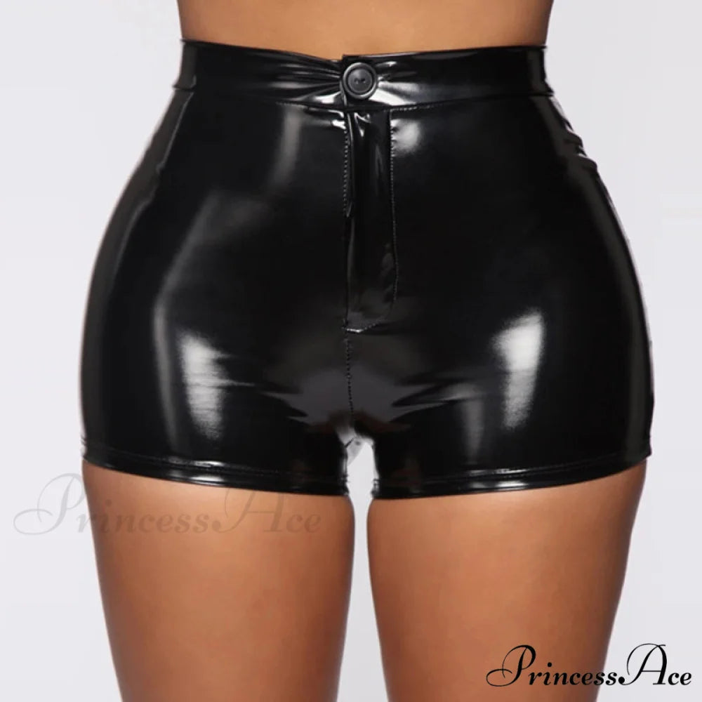 Sexy Nightclub Costumes PU Leather Shorts Black 1 / S