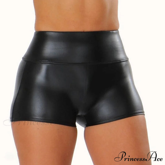 Sexy Nightclub Costumes PU Leather Shorts Black 2 / S