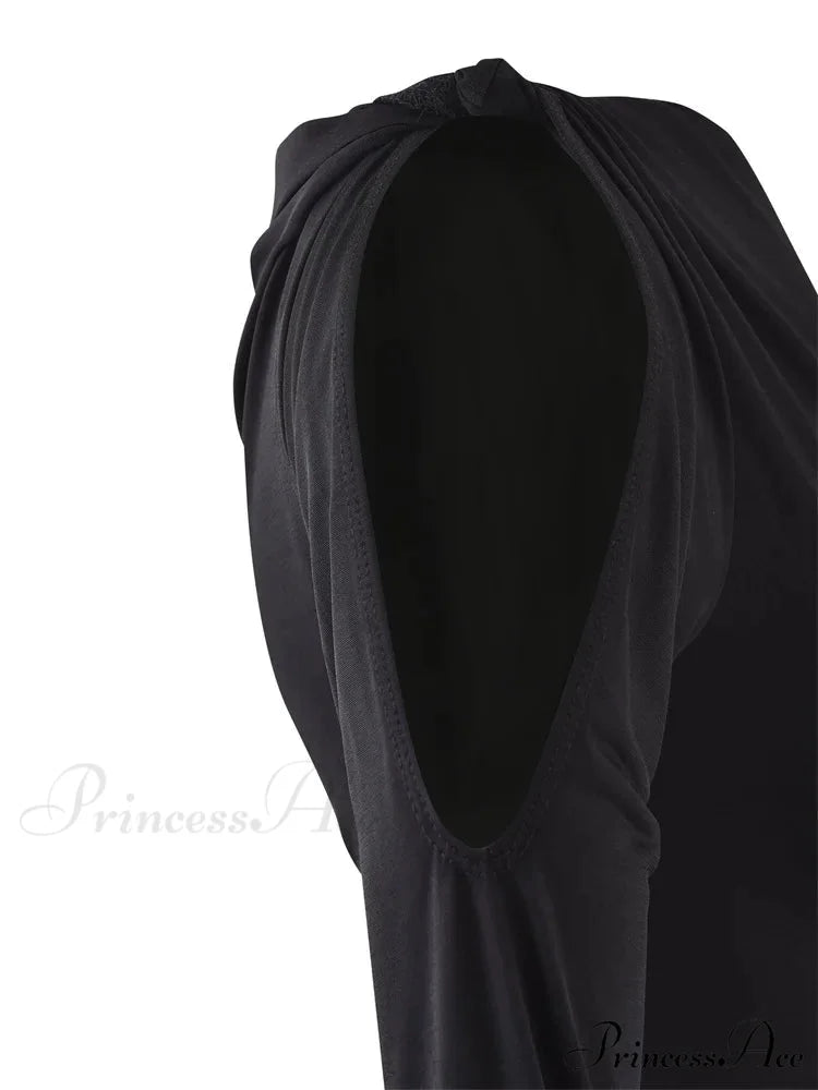 Sexy Off Shoulder Long Sleeve Neck Solid Color Slim Fit T-shirts