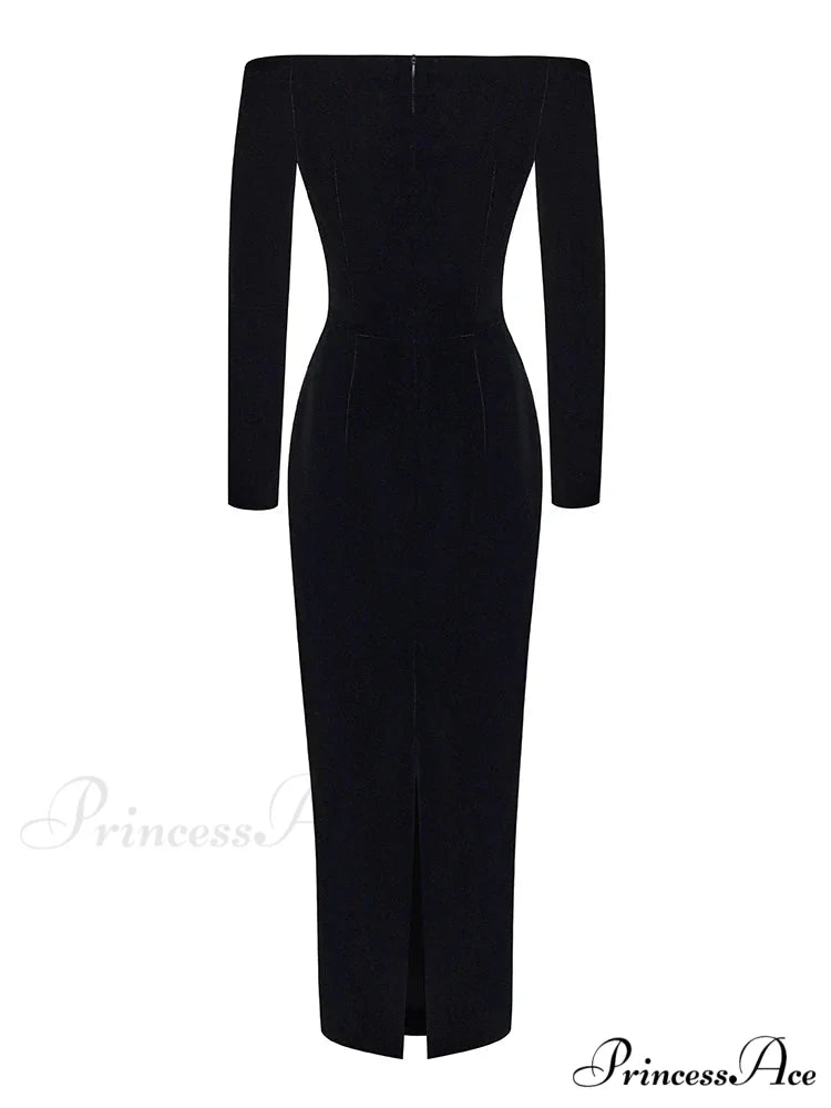 Sexy Off Shoulder V Neck Hollow Out Flower Dress Women Christmas Party Dress