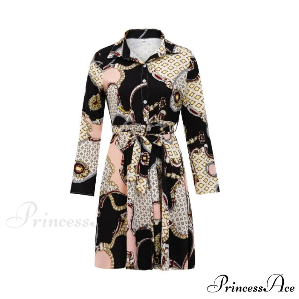 Sexy Party Colorful Print Dress Black 2 / S