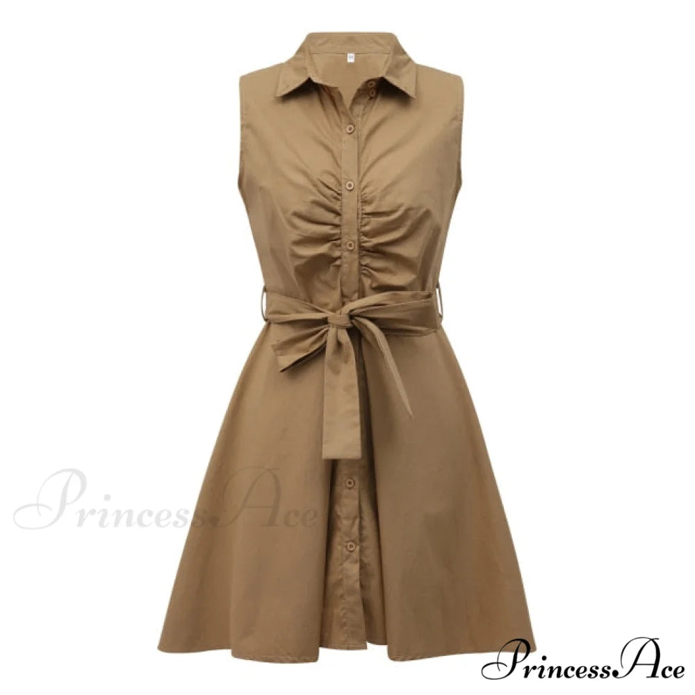 Sexy Party Colorful Print Dress Khaki / S