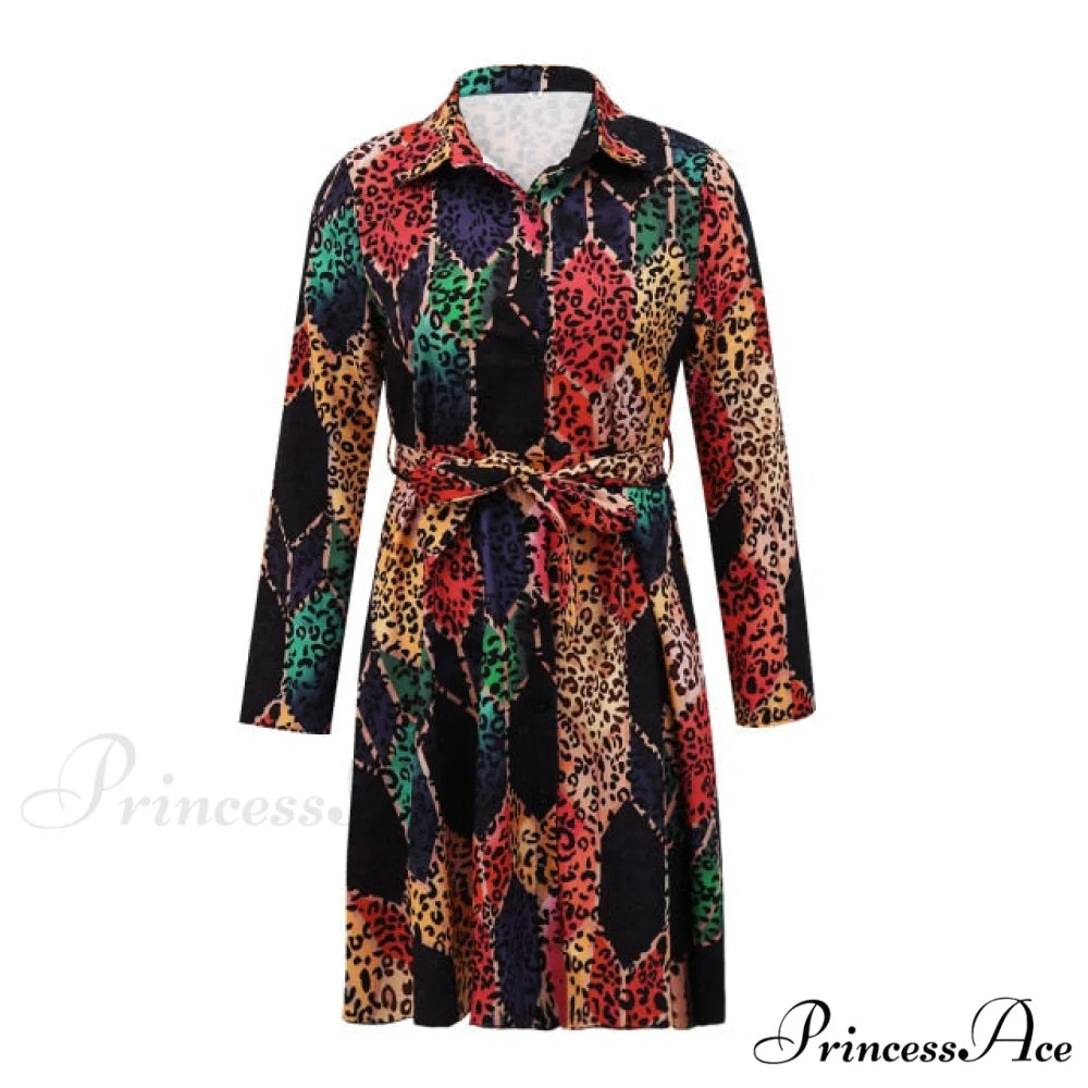 Sexy Party Colorful Print Dress Orange / S