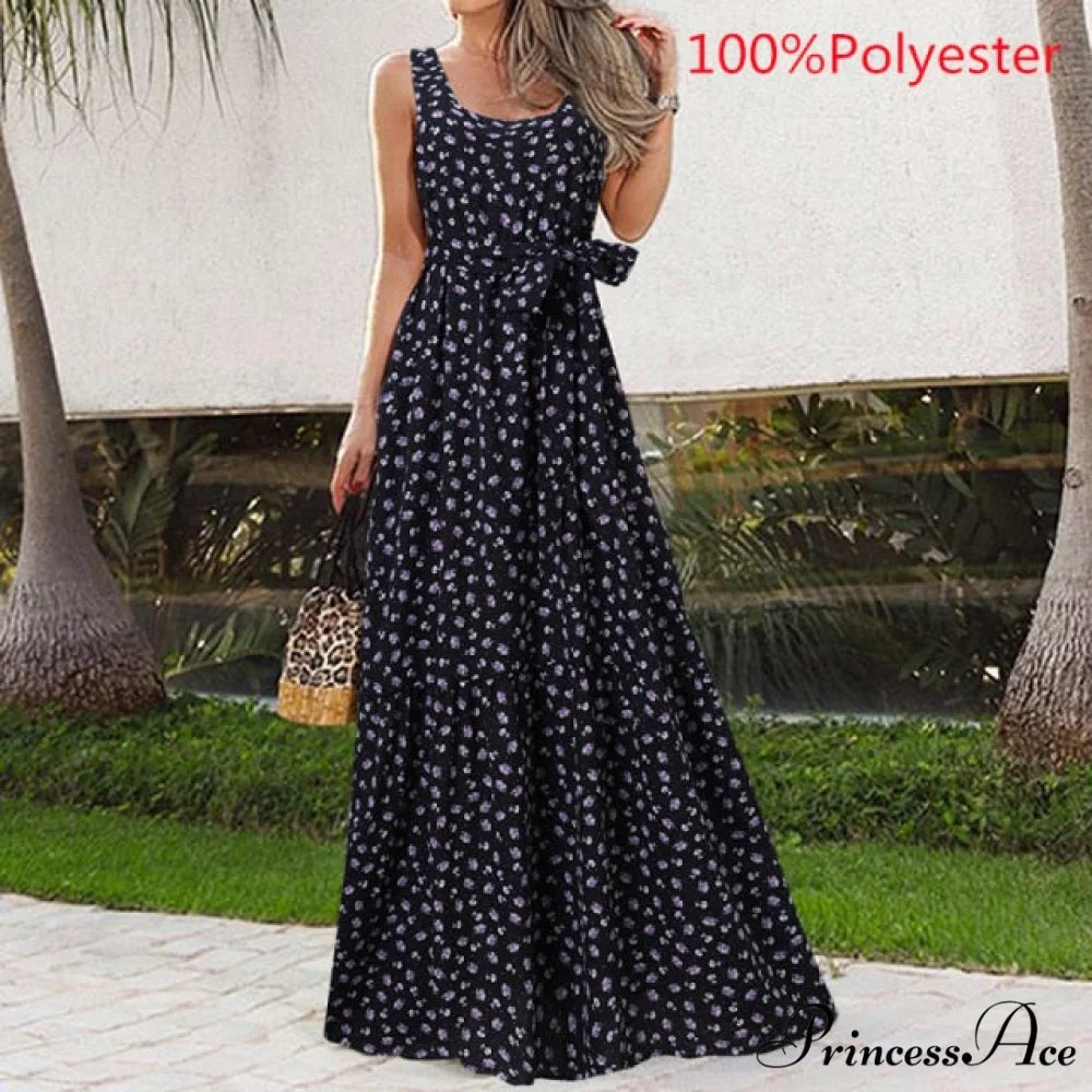 Sexy Party Maxi Sleeveless Floral Print Dress