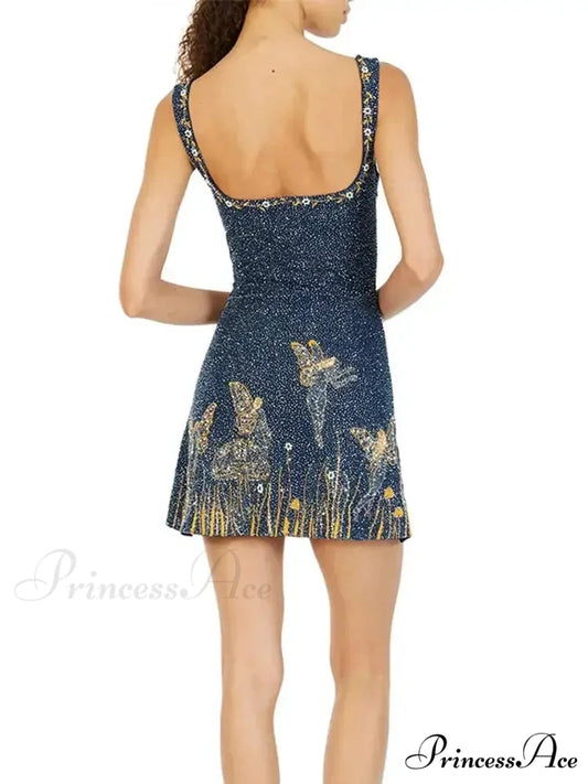 Sexy Print Sequin Party Dress