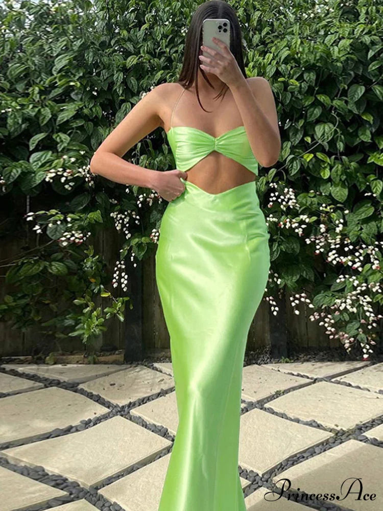 Sexy Satin Tube Top Midi Skirts
