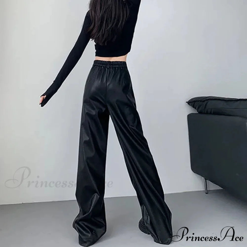 Sexy Slim Fit PU Leather Casual Elastic High Waisted Leggings Pants
