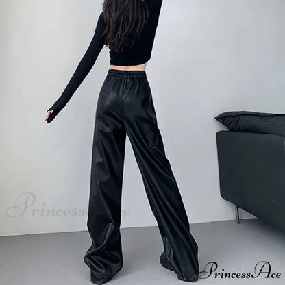 Sexy Slim Fit PU Leather Casual Elastic High Waisted Leggings Pants