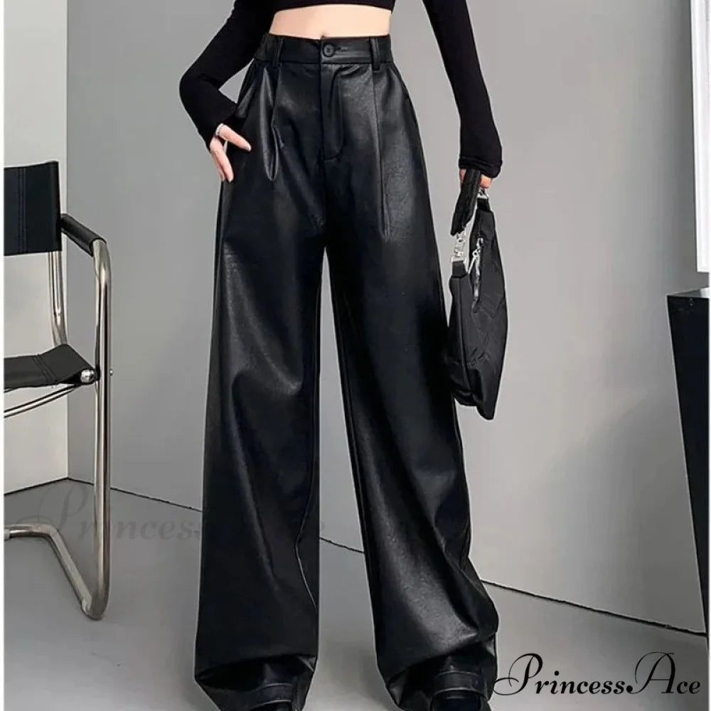 Sexy Slim Fit PU Leather Casual Elastic High Waisted Leggings Pants