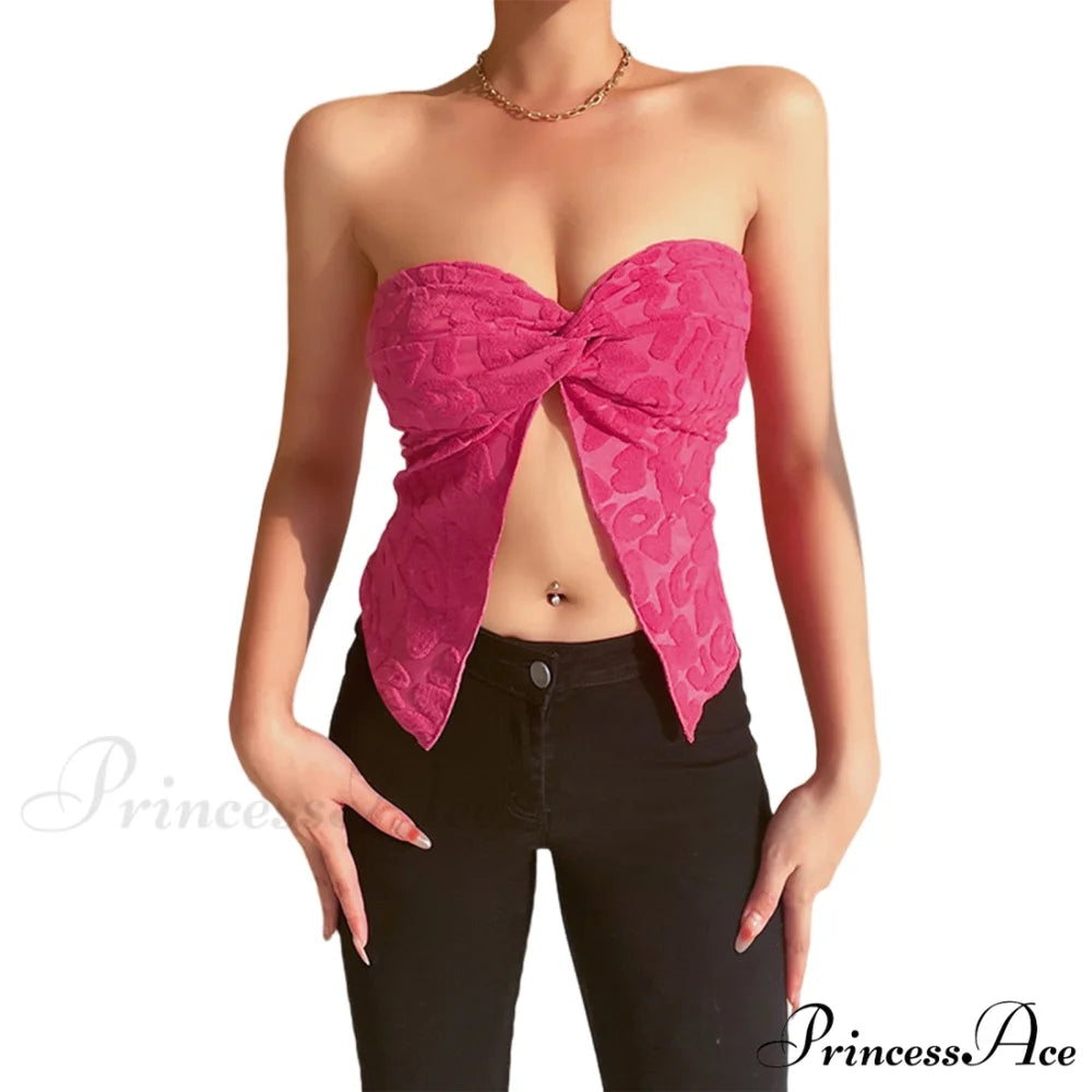 Sexy Slim Skinny Corset Cropped Top Rose Red / S
