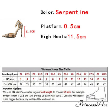 Sexy Snake Print Pointed Toe Stripper Heels Women Pumps Sandals Ankle Buckle Strap Stilettos Party Prom Shoes Lady
