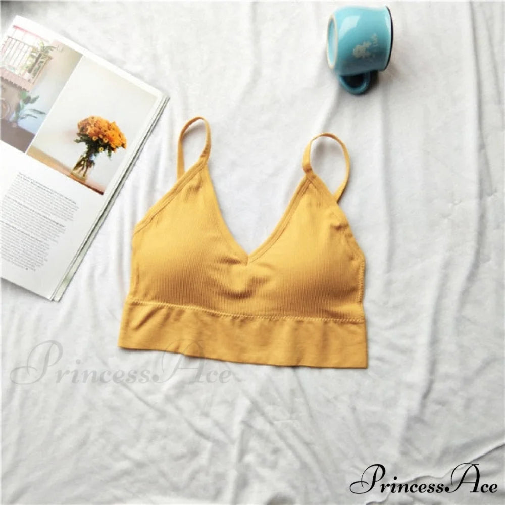 Sexy Solid Color Cami Tank Top Yellow / M