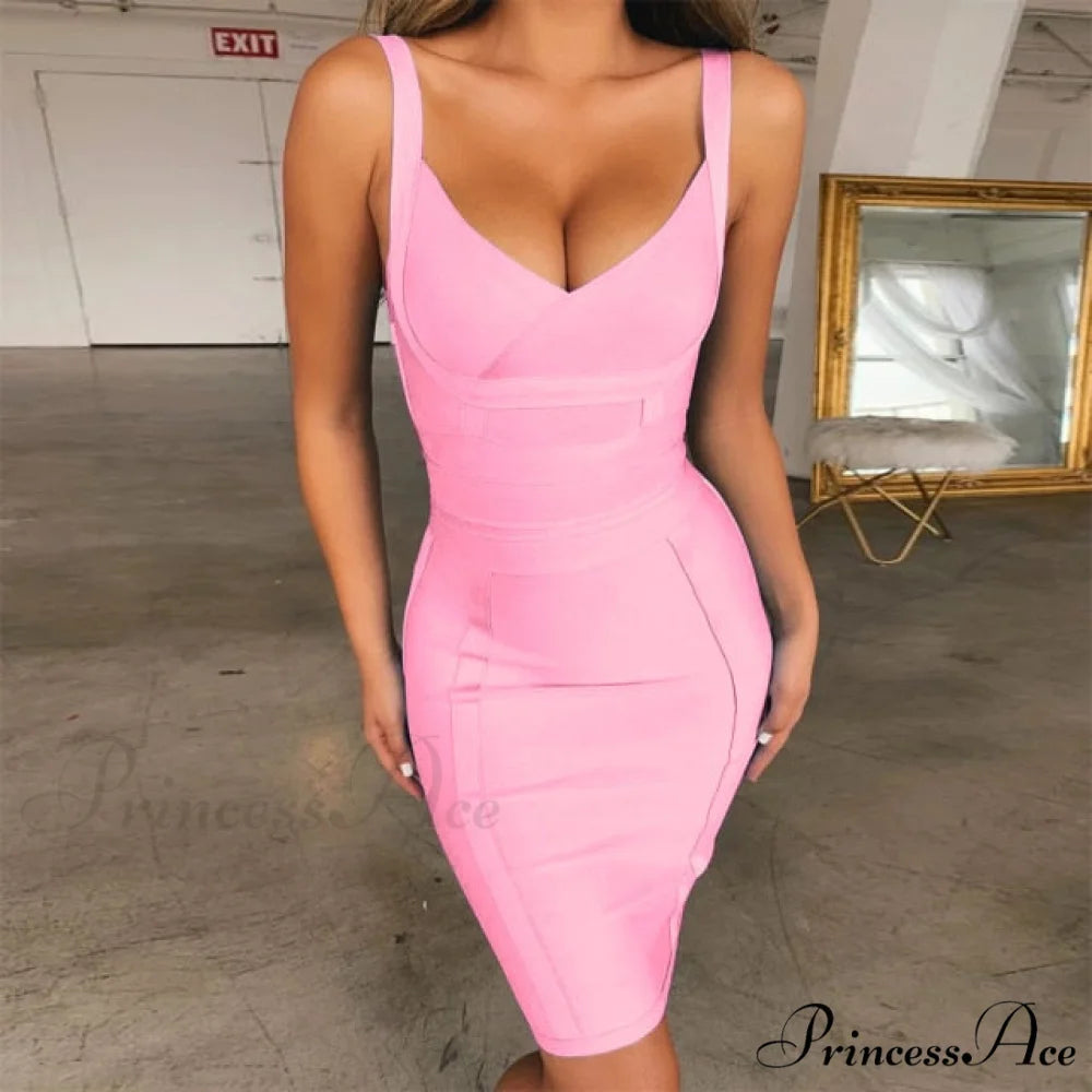 Sexy Spaghetti Royal Blue Club Party Dress Pink / XS