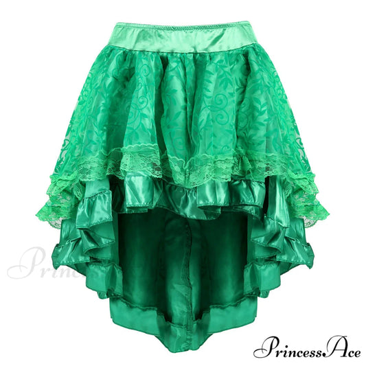 Sexy Steampunk Lace Floral Skirt Green / S
