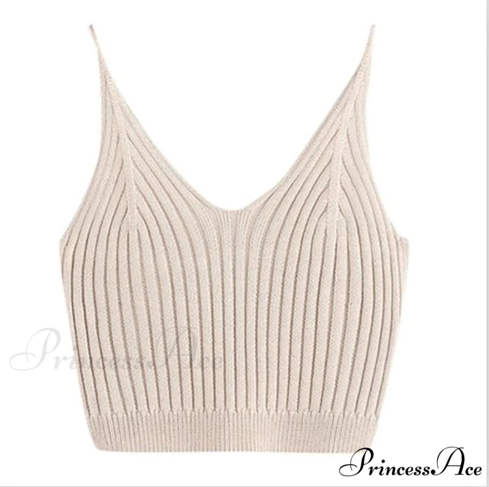 Sexy Strappy Sleeveless Racerback Crop Top Apricot / One Size