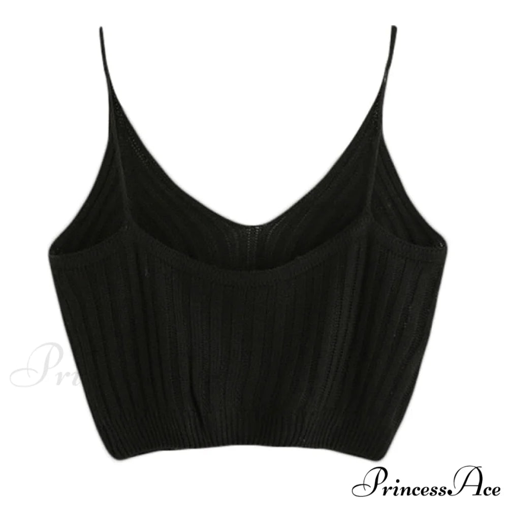 Sexy Strappy Sleeveless Racerback Crop Top black / One Size