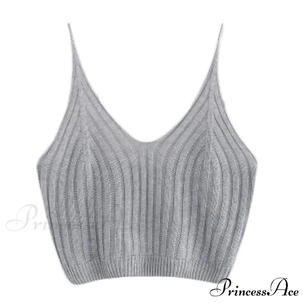 Sexy Strappy Sleeveless Racerback Crop Top gray / One Size