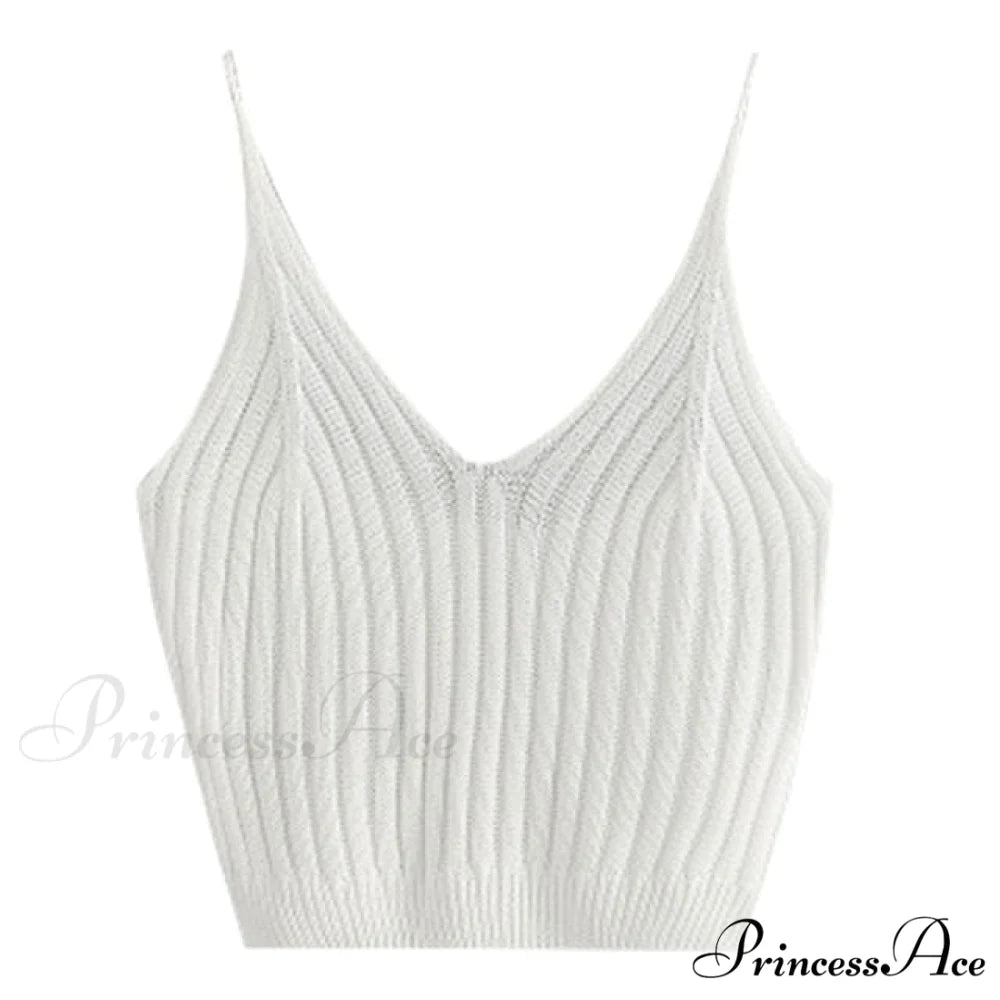 Sexy Strappy Sleeveless Racerback Crop Top white / One Size