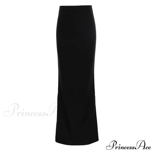 Sexy Tight Black Maxi Bodycon Thick Autumn Winter Long Package Skirt Black / S