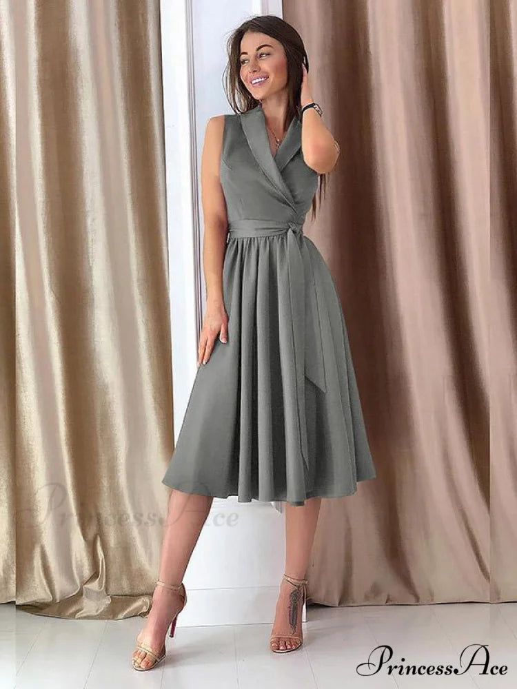 Sexy V-neck Bandage Midi Dress with Sleeves S / BURGUNDY