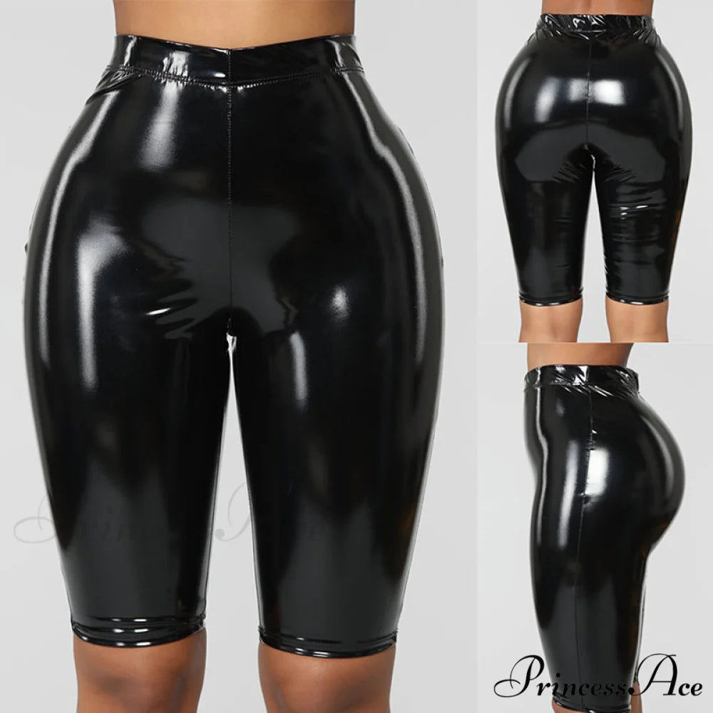 Sexy Wet Look PU Leather Shorts