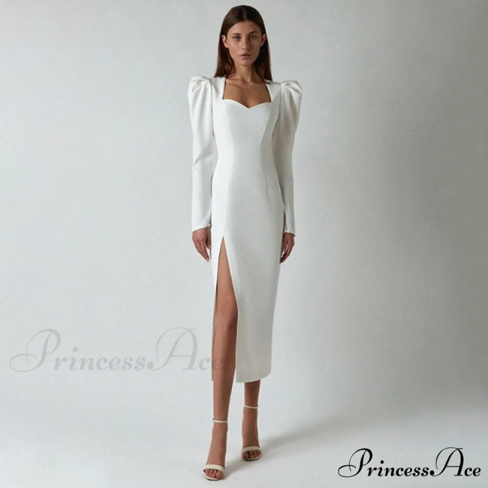 Sexy Women Midi Party Dress white / XS
