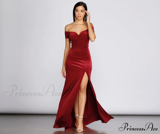 Shania Formal Stylish Velvet Sweetheart Dress RED / 1