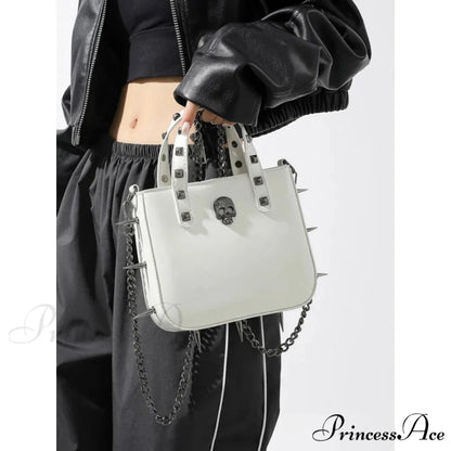 Sharp Rivets Gothic Goth Dark Metal Punk Cute Harajuku Bag WHITE