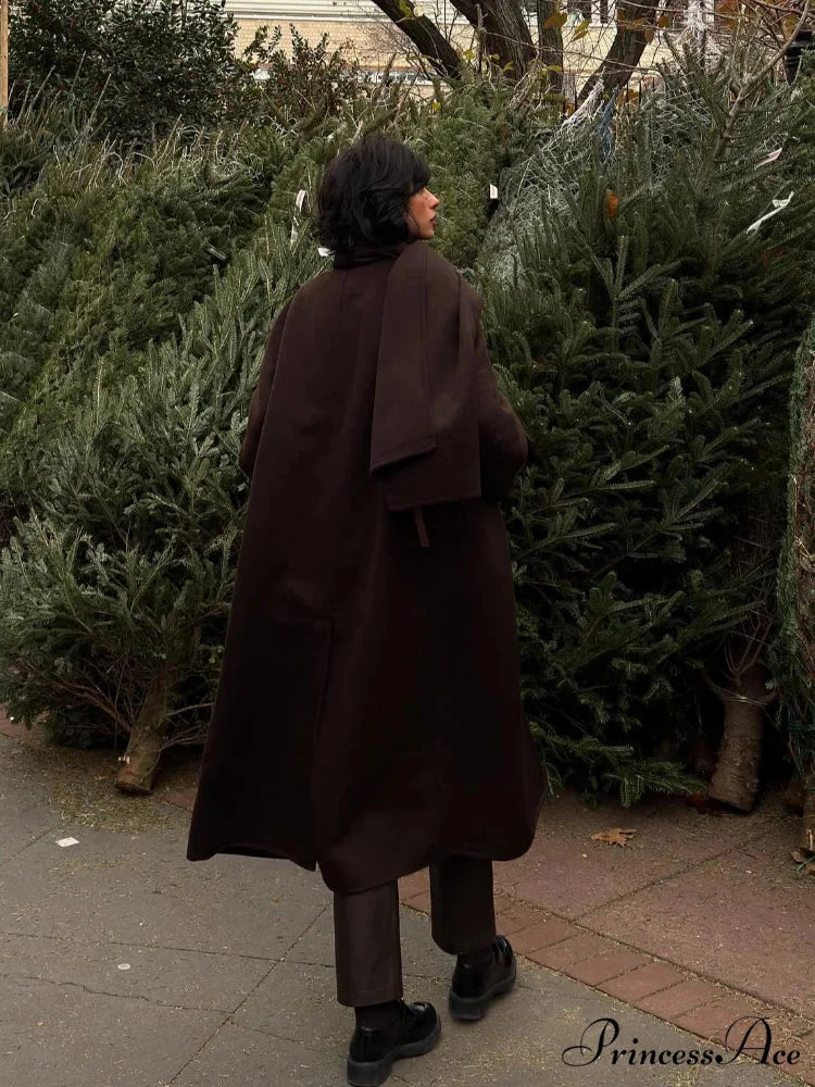 Shawl Neck Wool Wrap Coat overcoats-241228