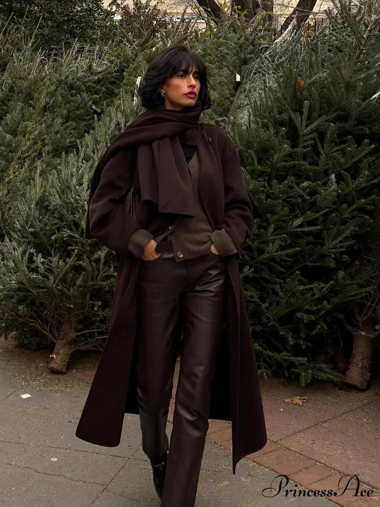 Shawl Neck Wool Wrap Coat overcoats-241228