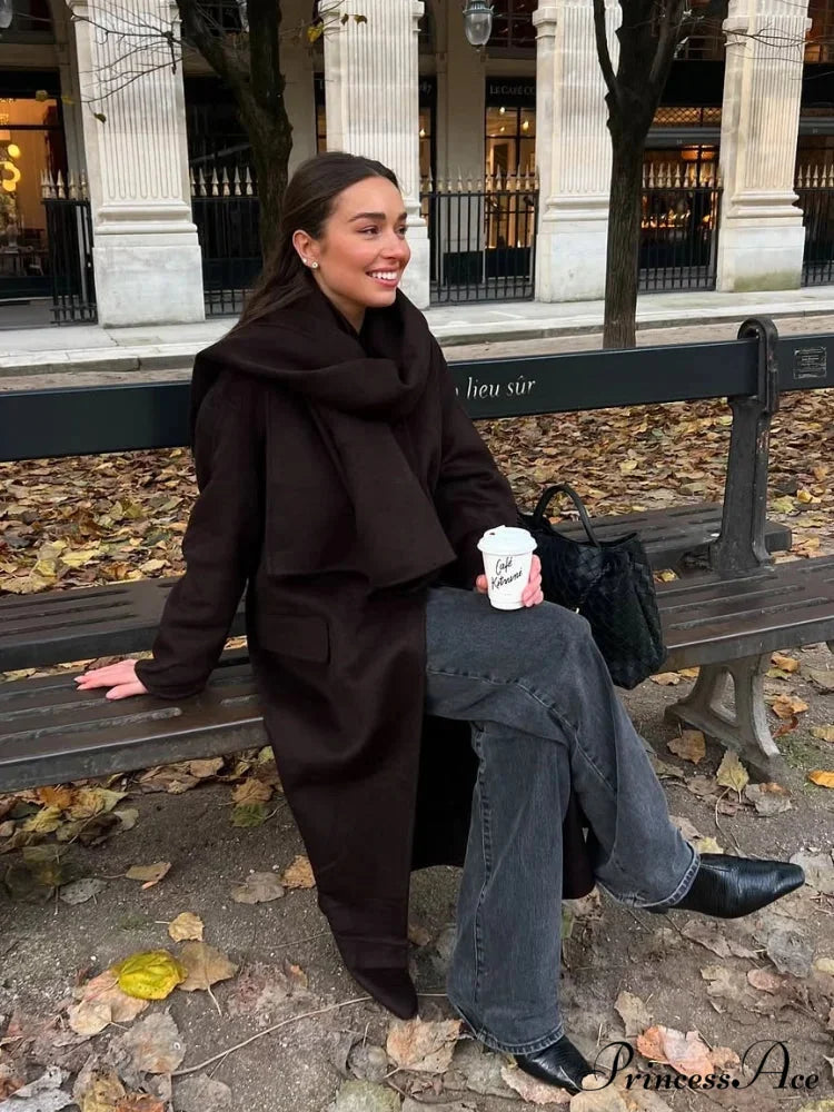 Shawl Neck Wool Wrap Coat overcoats-241228