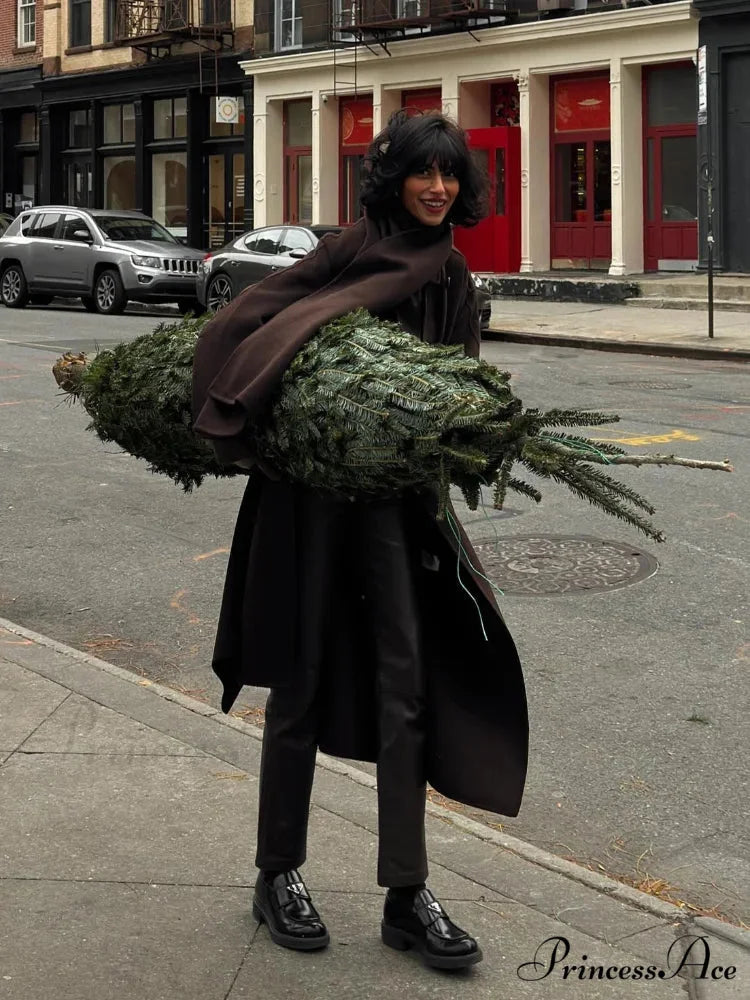 Shawl Neck Wool Wrap Coat overcoats-241228