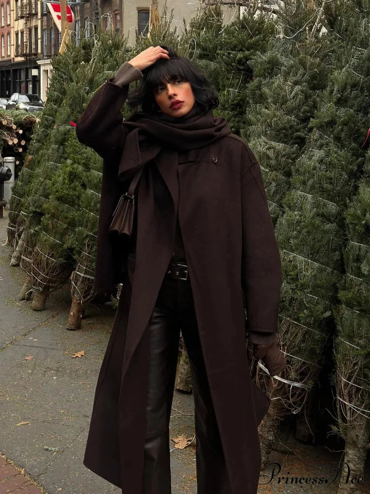 Shawl Neck Wool Wrap Coat overcoats-241228