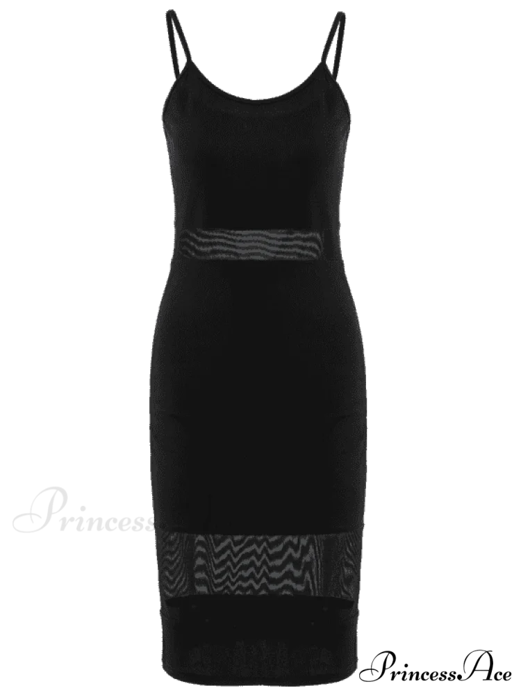 Sheath Mesh Panel Cami Dress
