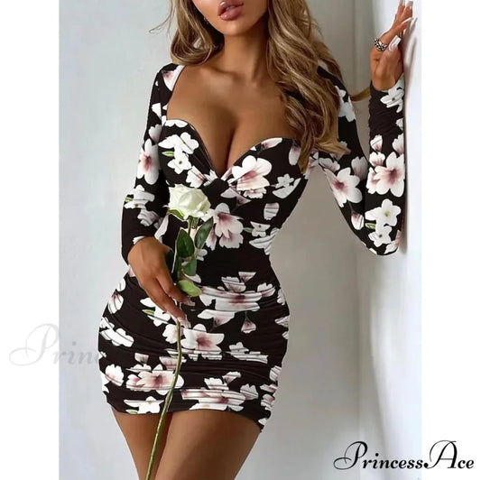 Sheath Short Mini Dress for Women Black/Gray / S