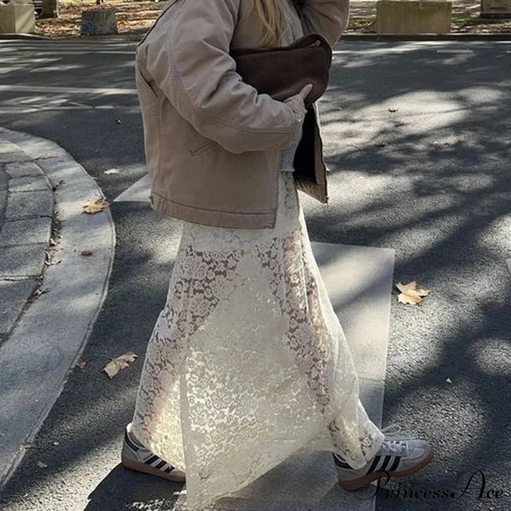 Sheer A-Line Antique Floral Transparent Skirt skirt-250126