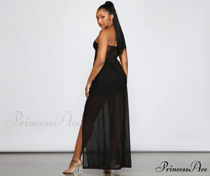 Sheer Appeal High Charming Slit Halter Dress