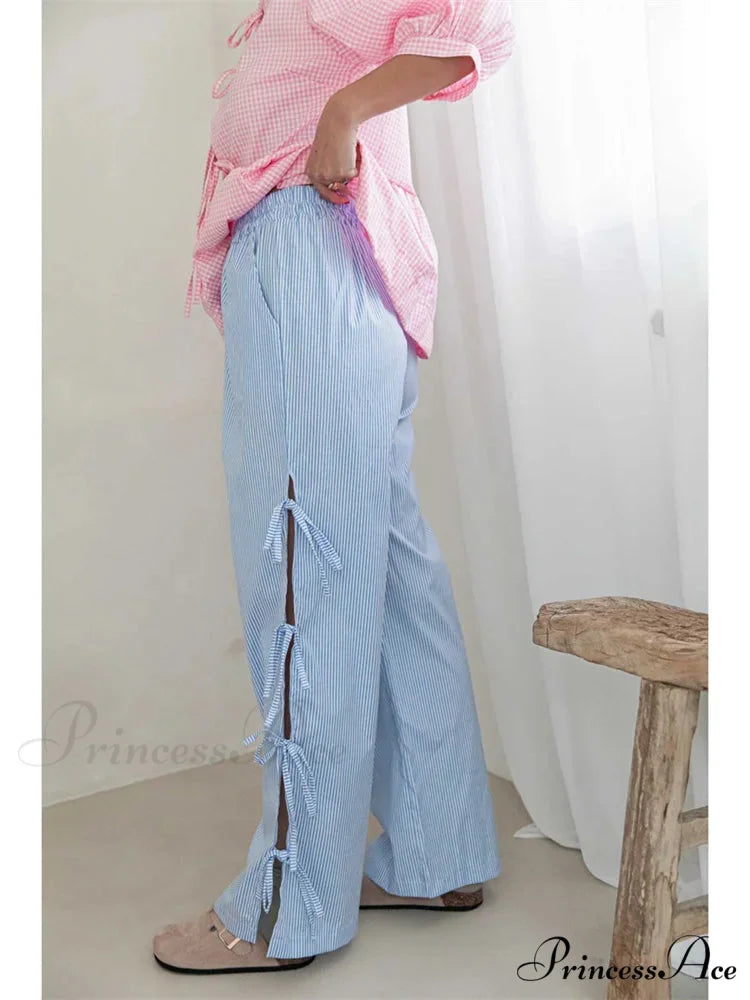 Sheer Blossom Transparent Waist Wide Leg Pant pant-250223
