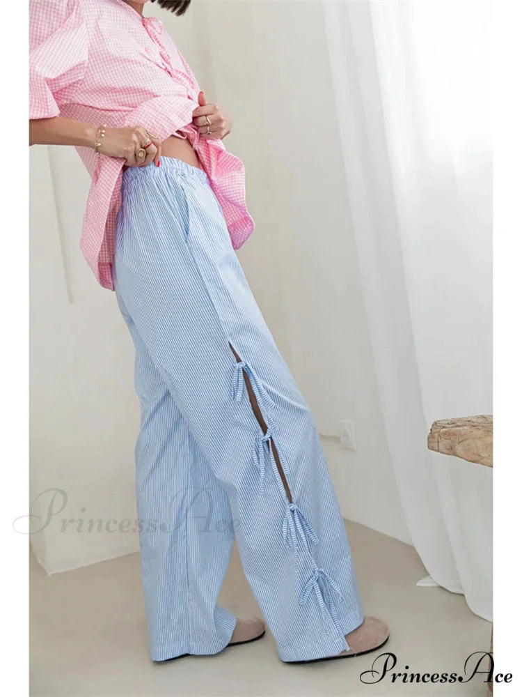 Sheer Blossom Transparent Waist Wide Leg Pant pant-250223