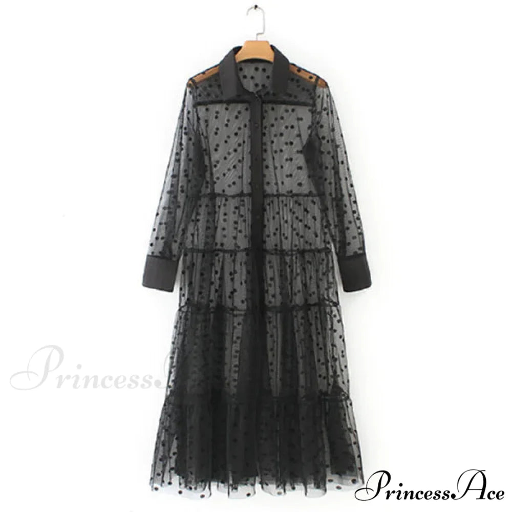 Sheer Lace Cover Up with Polka Dot Pattern for Summer S / White