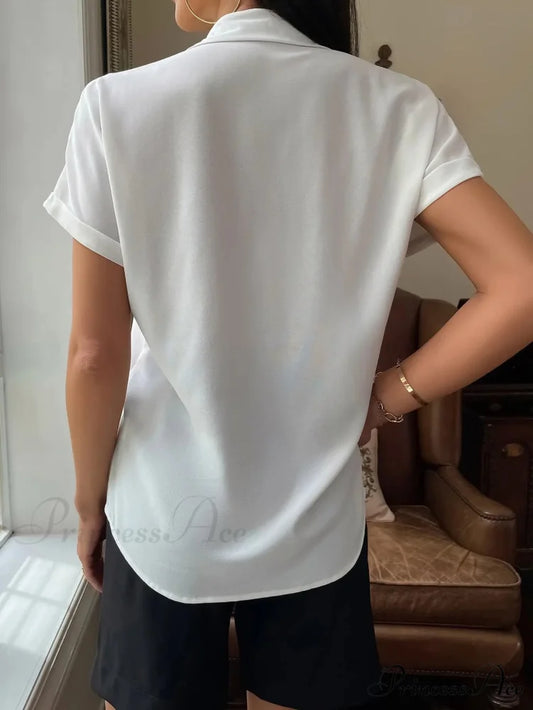 Sheer Short-Sleeved Informal Blouse blouse-250223