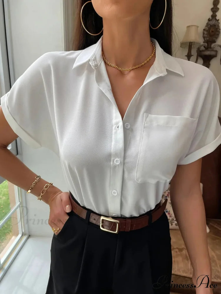 Sheer Short-Sleeved Informal Blouse blouse-250223