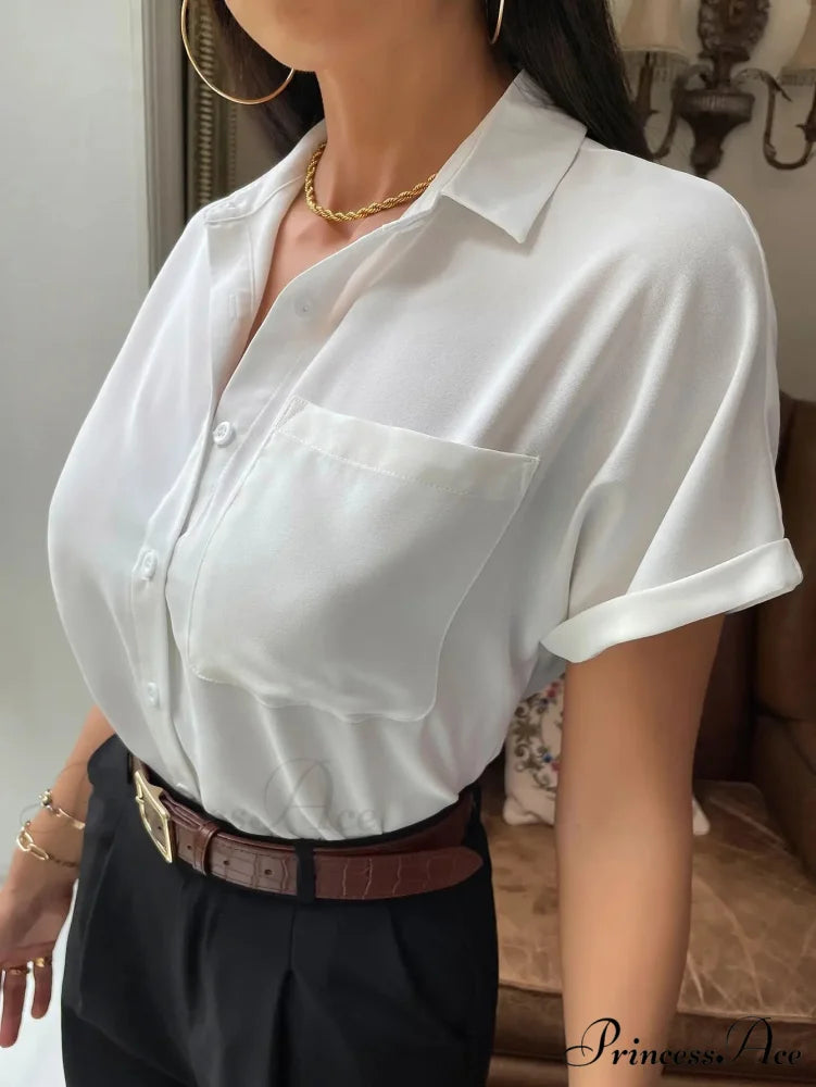 Sheer Short-Sleeved Informal Blouse blouse-250223