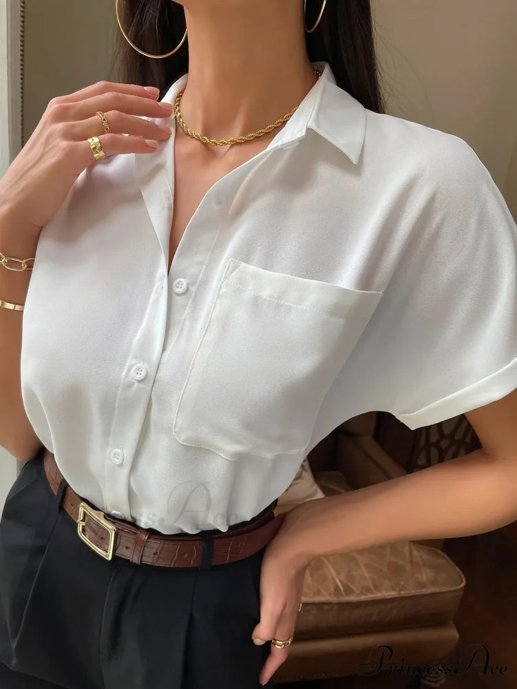 Sheer Short-Sleeved Informal Blouse blouse-250223