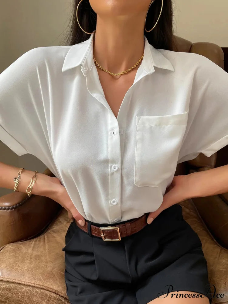 Sheer Short-Sleeved Informal Blouse blouse-250223