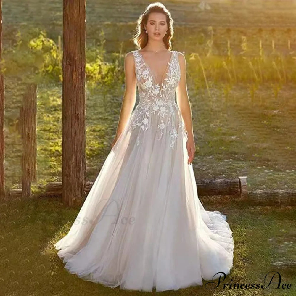 Sheer Tulle Beach Wedding Gown weddingdress-250223